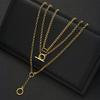Fashion Minimalist Gold Color Geometric Multilayer Necklace For Women Vintage OT Buckle Round Pendant Choker Necklace Jewelry
