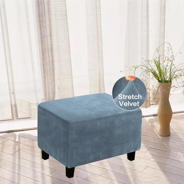 Velvet Footrest Cover Rectangle Stool Cover Relax Sofa Footstool Cover Wing Chair Ottoman Slipcovers Furniture Protector Covers