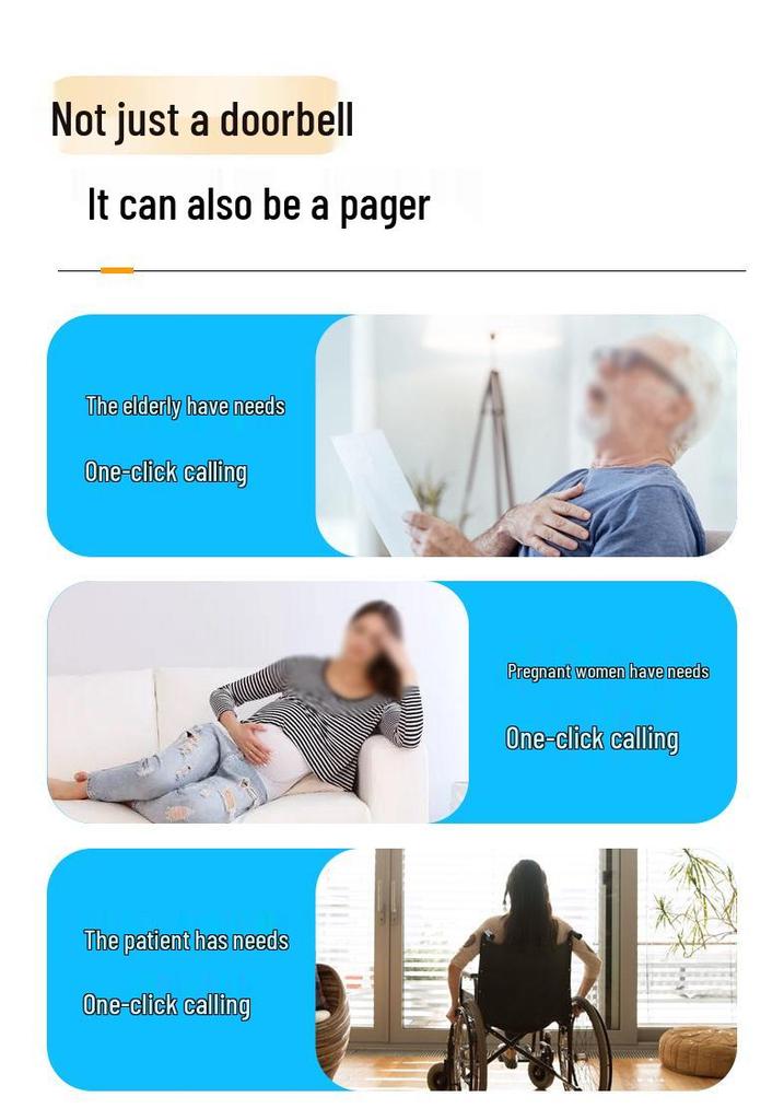 Battery-Free Wireless Doorbell for Home with Extended Range, Dual Transmitters, Four Receivers, and Smart Remote Control.