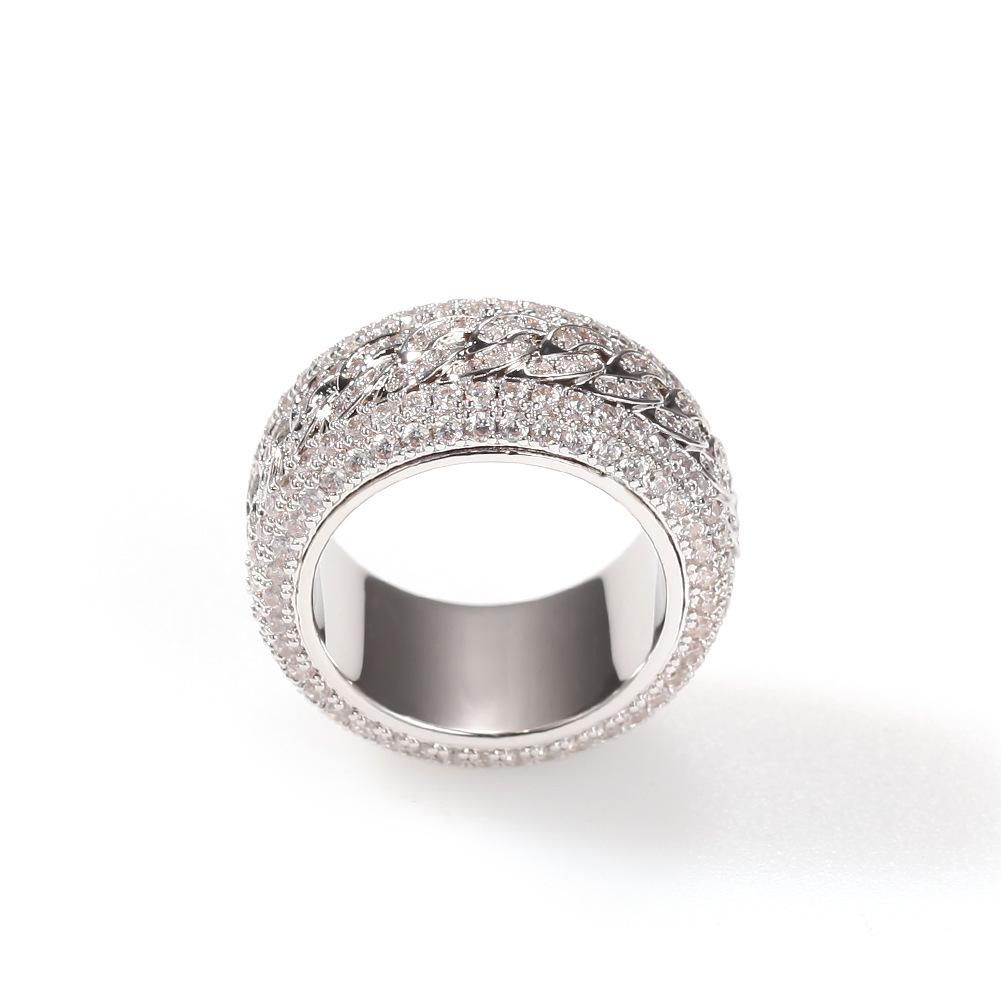 Electroplated Zircon Rotatable Cuban Geometric Unisex Ring - 2025 Summer Hip-Hop Jewelry