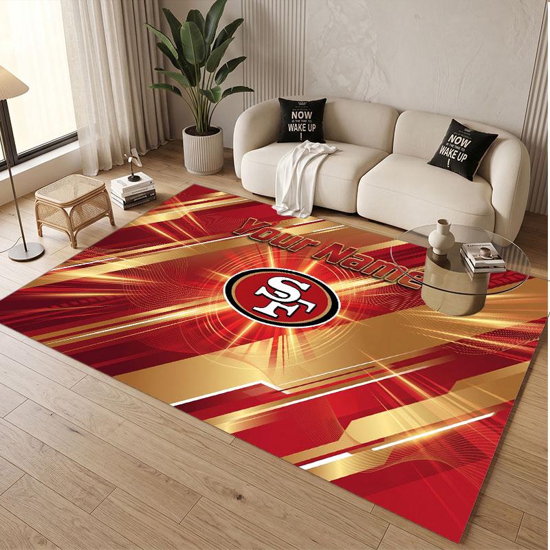 Custom Rug San Francisco 49ers Pattern Print Name Text Soft Non‑Slip Floor Carpet for Home Indoor Decoration