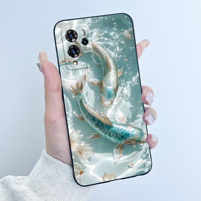 Pour ZTE Blade V40 Pro/ZTE 9046 Coque Mignon Lapin d'Amour Drôle Noir Mat Souple TPU Housse Arrière Protectrice Pour ZTE V40 Pro Coque de Téléphone