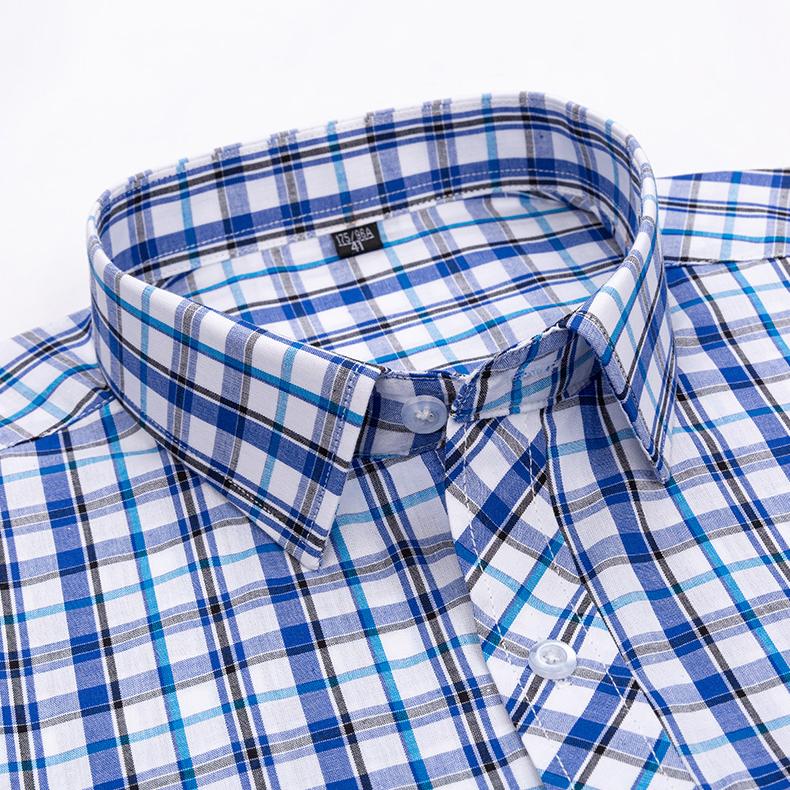 Pure Cotton Mens Plaid Shirts Long Sleeve Busienss Casual Classical Checked Design Fashion
