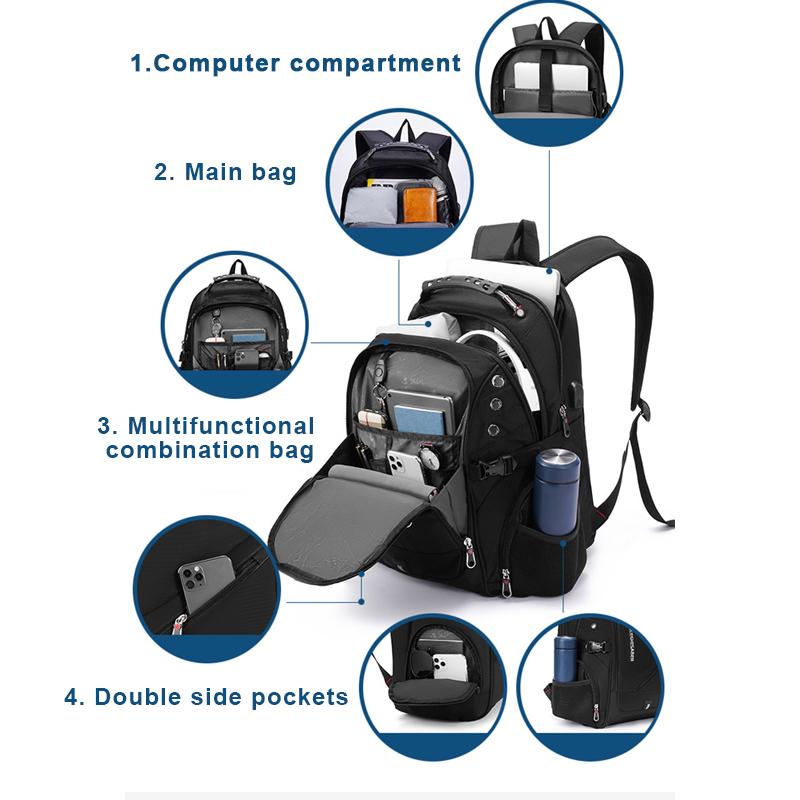 Zaino Impermeabile per Laptop Uomo Zaino da Viaggio in Aereo Donna Zaino Oxford Borsa da Scuola Maschile Mochila Moderna