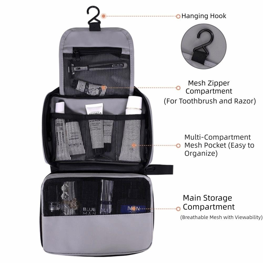 Foldable Travel Toiletry Bag Layered with Hanging Hook Hanging Makeup Cases Waterproof Large Capacity Man's Wash Pouch Fitness