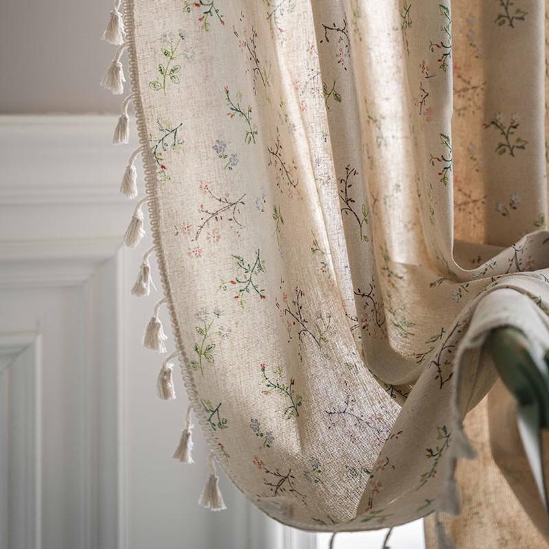 Gardenia Blumendruck Baumwoll-Leinen Verdunkelungsstangen-Tasche Erkerfenster Vorhang
