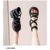 Ladies' Fashion Thick Bottom Sandals - Open Toe, Middle Heel, Lace Up Design, Adjustable Strap, Thick Bottom Sandals | Adjustable Strap Sandals