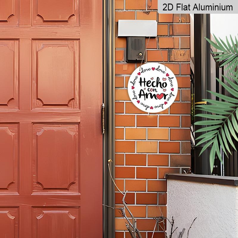 2D Flache Retro-Aluminium-Wandaufkleber in verschiedenen Größen. Handgefertigt "Mit Liebe gemacht" (Spanisch) Thematisches Wandbehang, mit einem warmen und liebevollen Stil, macht