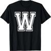 Camiseta con inicial de la letra W Monograma del Alfabeto Varsity