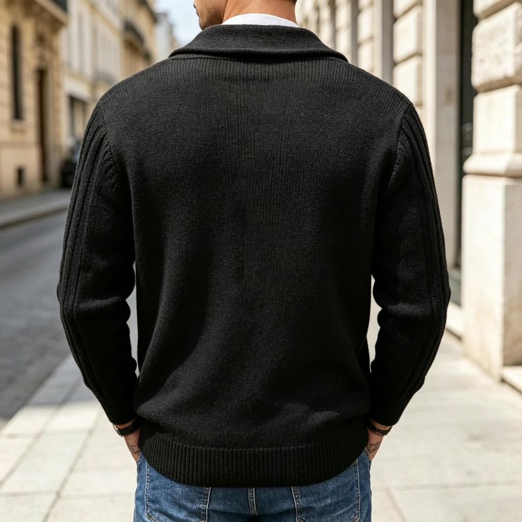 Men's V-Neck Button Cardigan Sweater Long Sleeve Knit Top for Fall Winter