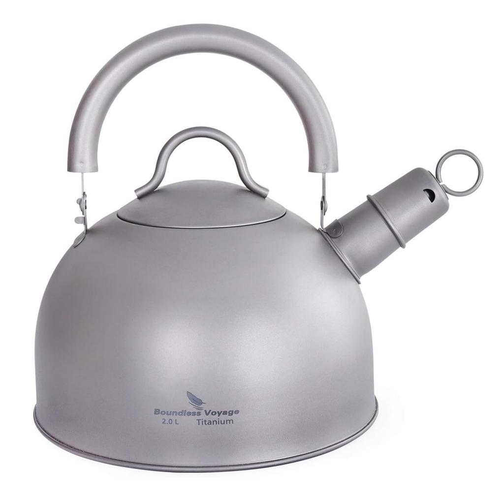 Boundless Voyage Titanium Whistling for Outdoor Camping and Suitable for Direct Large Made of Pure Kettle, Type, 2.0L, BBQ, Flame, Capacity, Titanium,
