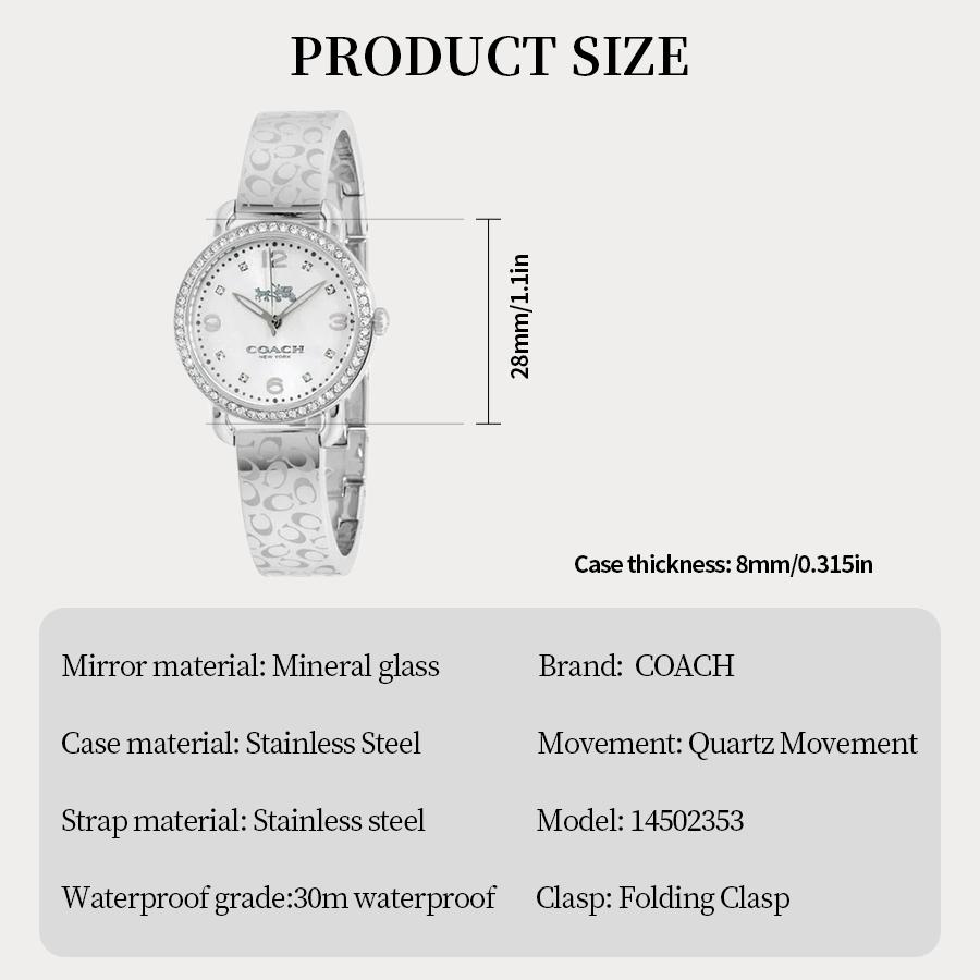 Coach Delancey Quartz Crystal White Dial Ladies Watch 14502353