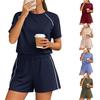 Women's Short Sleeve Top and Shorts Set with Side Stripe In 5 Colors
