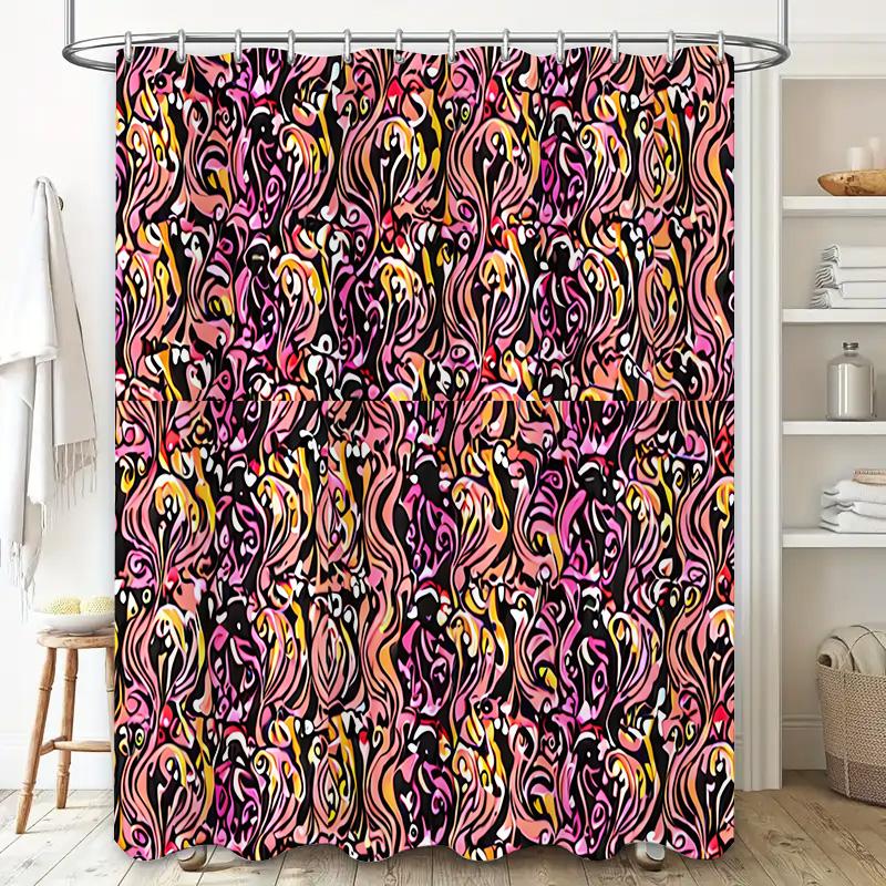 Black Pink Bath Mat Decorative Shower Curtain Set Waterproof for Bathroom Liner 3D Printed Design Home Decoration Accessories