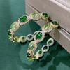 2022 New Women Hoop Earrings with Bling Green AAAAA Zircon Elegant Luxury Yellow Gold Color Earings Trendy Wedding Jewelry