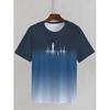 Fishing Print T-shirt, Men's Casual Street Style Stretch Round Neck Tee Shirt for Summer, Fishing Gear