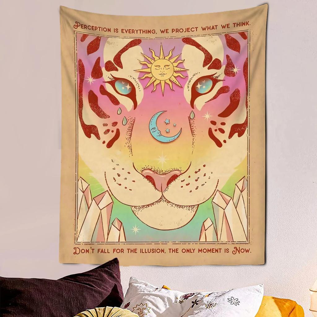 VIKAMA Adorable Cat Tarot Tapestry Cute Cartoon Wall Art Perfect for Bedrooms Dorm Rooms and Living Rooms