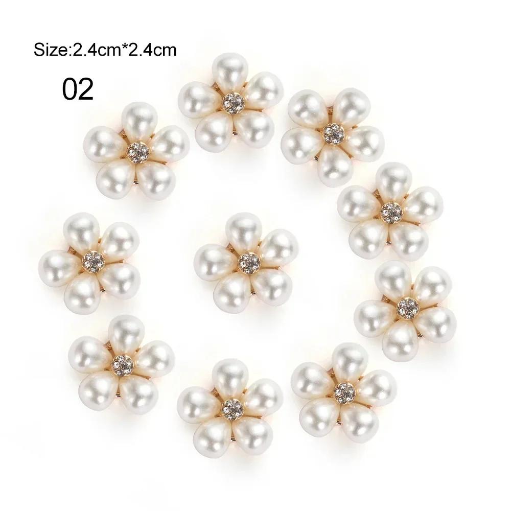 25mm Flower Rhinestones Buttons Pearl Button ClothingDIY Alloy Diamond Cryustal Bow Accessories Garment Decorative Sewing