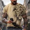 Men'S Casual Trend Men'S Short Sleeve Crew Neck Animal Digital Printed T-Shirt