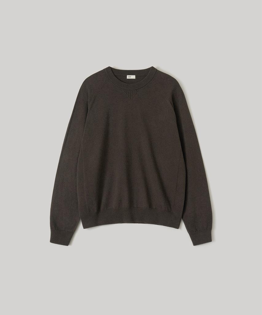 ANOTHER OFFICE Whole Garment Crew-Neck Knit (Dark Brown)
