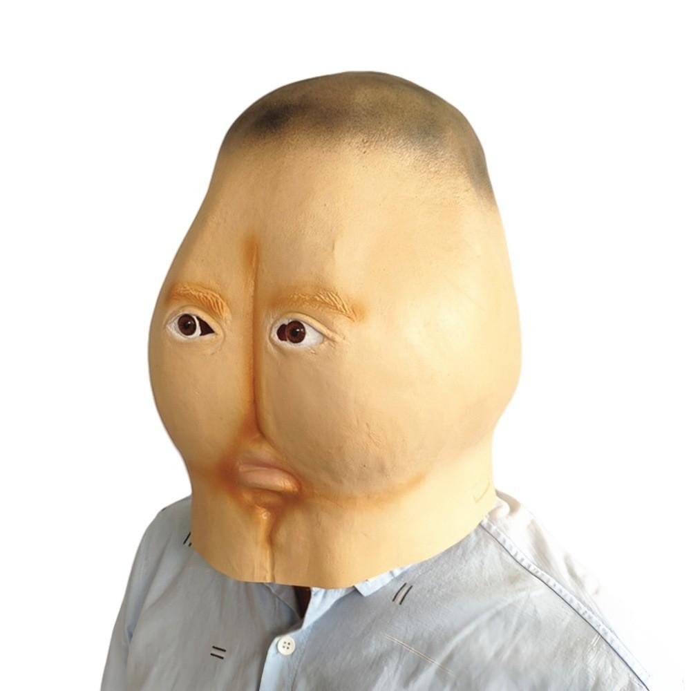Halloween Latex Comical Face Mask With Double Chin And Shell Pattern For Party Decor