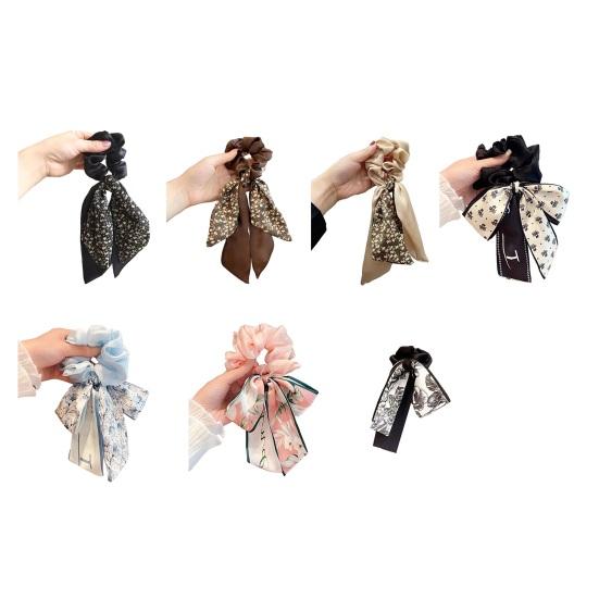 Haargummi Blumendruck Schleife Band Haarseil Leicht zu tragen Dutt Halbhochgesteckte Frisuren Pferdeschwanzhalter Haaraccessoire
