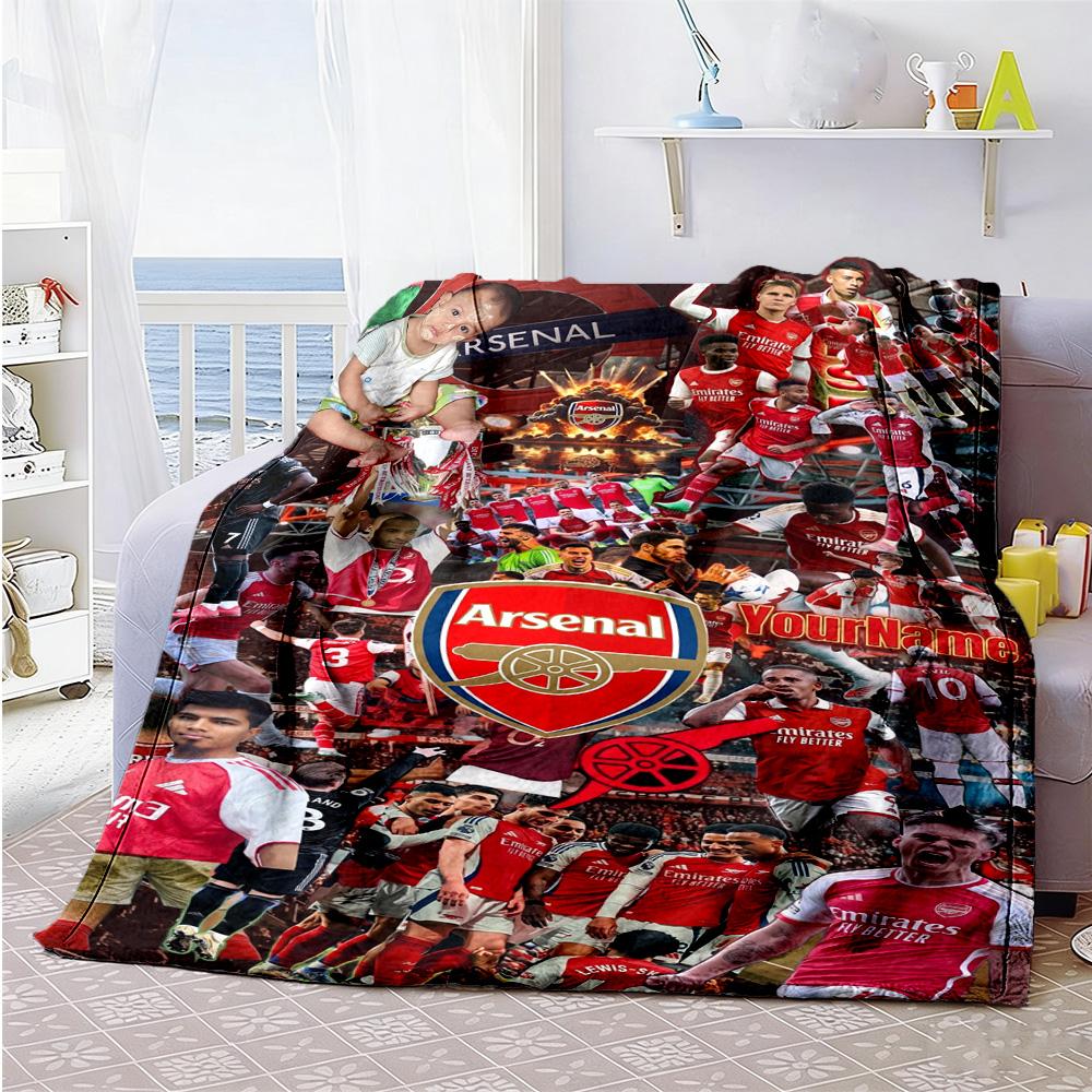 Arsenal Customize Text Blanket Throw Personalized Blanket Comfortable Suitable for Bed Seaside Picnics Office Chair Four Seasons Multipurpose