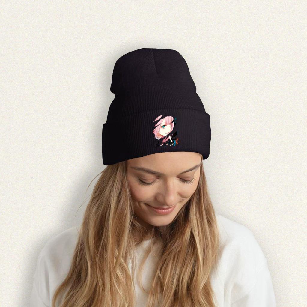 Darling In The Franxx Zero Two  Movie Knitted Caps Women's Unisex's Beanies Winter Hats  Hip Hop Cap