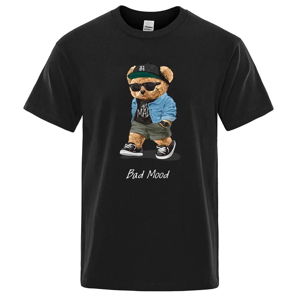 Herren Sommer Freizeit T-Shirt Stiller Teddybär Print Kurzarmshirt Hip Hop Locker Harajuku Übergroßes T-Shirt Grafik T-Shirts