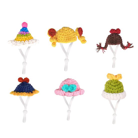 6/8Pcs Goose Statue Mini Knitted Hat with Adjustable Strap Desktop Goose Crochet Cap Headwear Christmas Holiday Party Dress-up Outfit