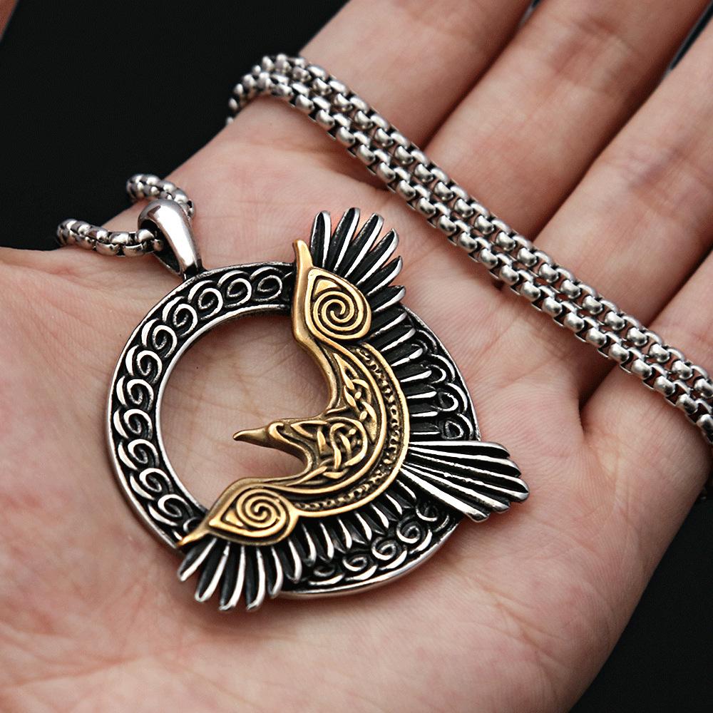 Fashion Personalized Titanium Steel Viking Eagle Necklace, Men's Stainless Steel Casting Retro Pendant