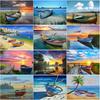 5D DIY Diamond Painting Sailing Harbour Diamond Embroidery Sea View Cross Stitch Full Round Drill Home Decor Manual Gift