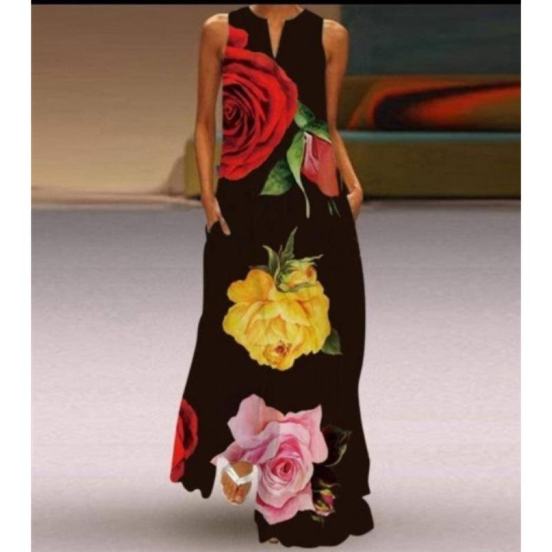 MGHR Women's Fashion Summer Spring V-Neck Sleeveless Casual Dresses