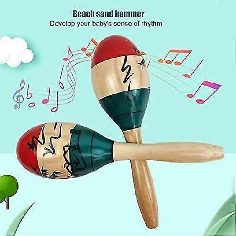 Rattles Shaker Seaside Scene Painting Smooth Edge Clear Sound Mellow Ergonomic Design Hand Percussion Instrument For Kids Early Education