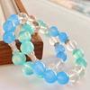 Cool Summer Natural White Crystal White Asse Blue Quartz Rock Contrasting Color Bracelet Bracelet