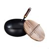 Nonstick Wok, Chinese Flat Bottom Cookware Stir Fry Pan with Wooden Lid for Kitchen Home