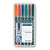 Staedtler Lumocolor Box of 6 Assorted Color Universal Permanent Markers 0.4 Mm Tip