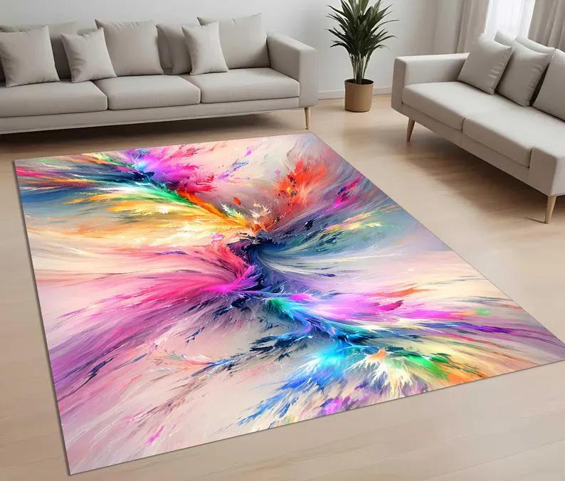 Abstract Colorful Swirl Area Rug Non-Slip Bath Doormat Washable Living Room Carpet Modern Art Large Floor Mat for Bedroom Nordic