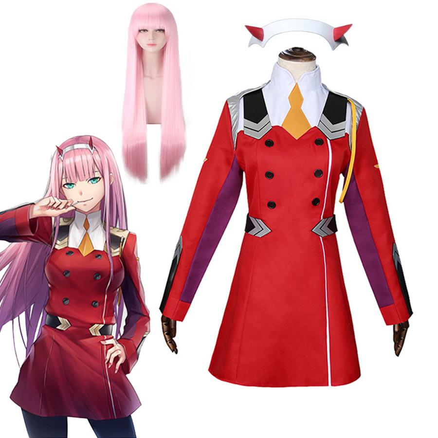 Anime 02 Dresses DARLING In the FRANXX Zero Two Cosplay Costume 02 Cosplay Wig Code:002 Headwear Accessories Halloween Gift