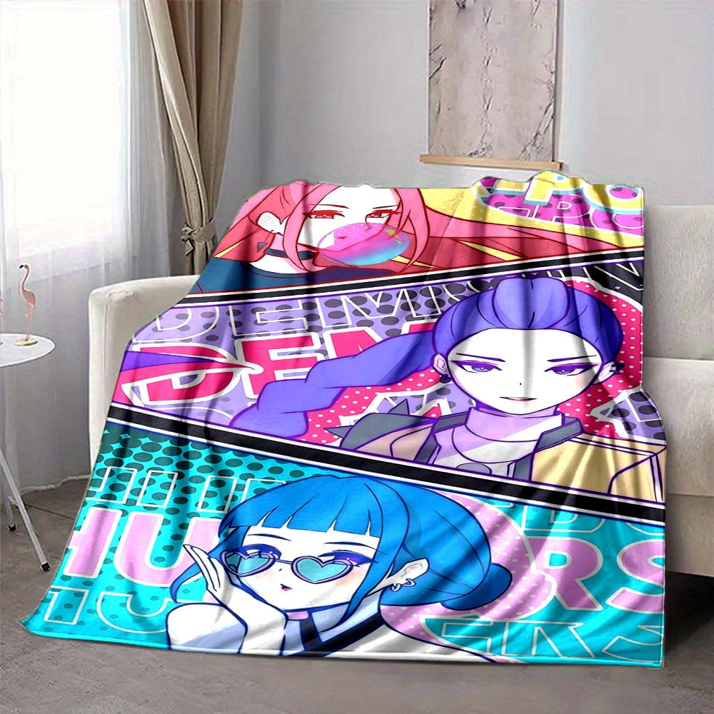 1pc KPop, Huntrix Blanket Lightweight Flannel Blanket Throw Blanket For Sofa, Bed, Travel, Camping, Livingroom, Office, Couch