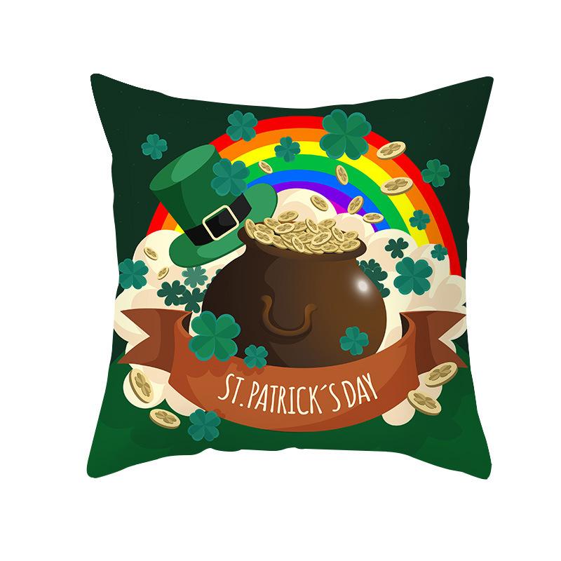 St. Patrick's Pillowcase Home Sofa Peach Leather Velvet Printed Cushion Cover Ireland National Day Cushion Cover