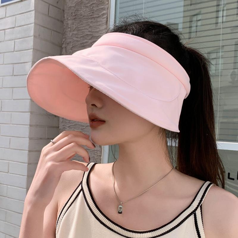 Empty Top Sunscreen Hat Women'S Sunshade Uv Protection Foldable Large Brim Outdoor Fashion Breathable Adjustable Sun Hat