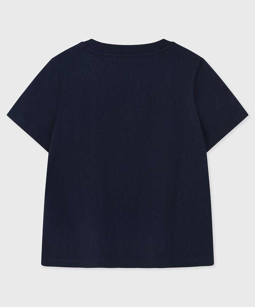 FALLETT Flowing Ribbon Crop Short Sleeve T-Shirt Navy