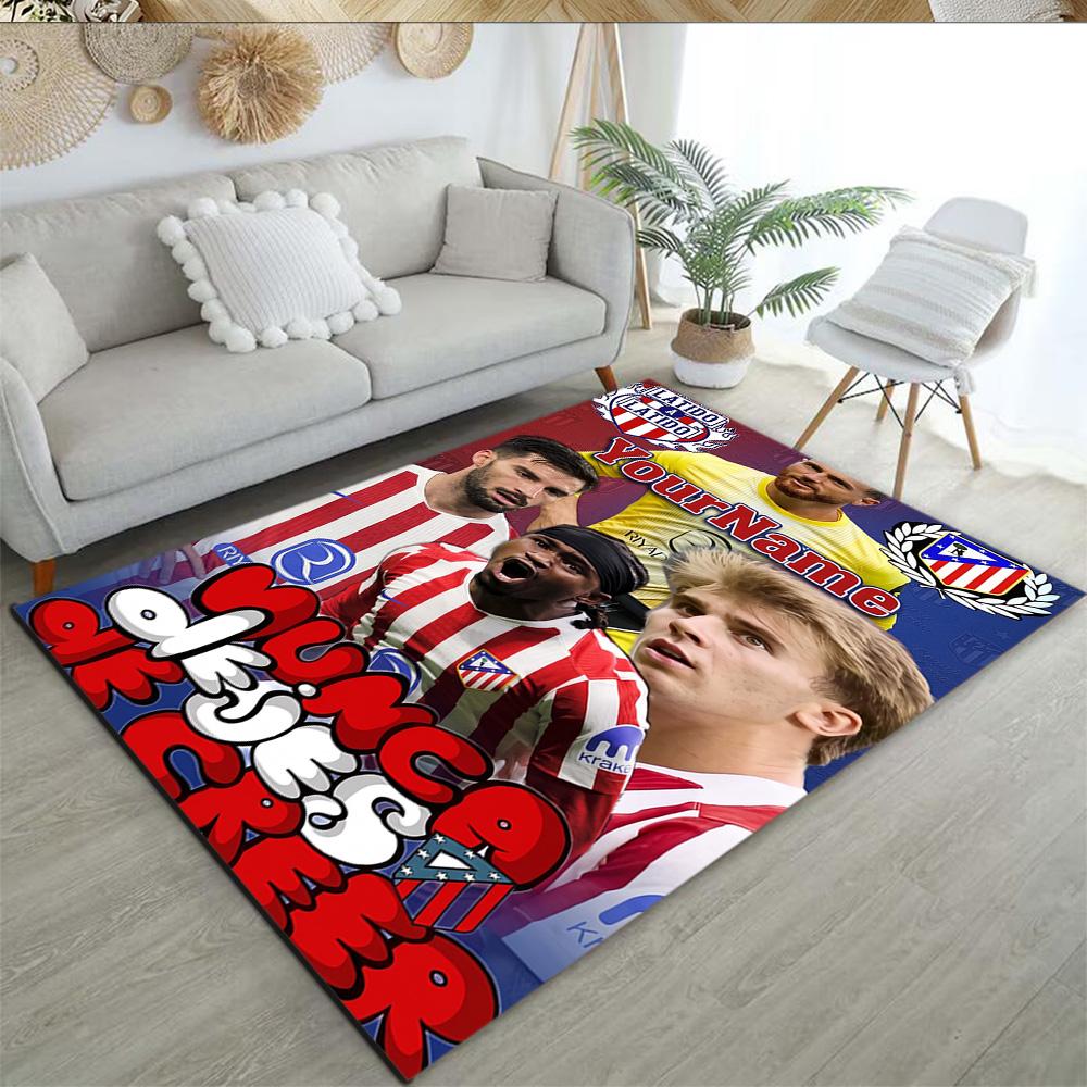 Atletico Madrid Customize Your Name Floor Rug Office Rug Suitable for Dormitory Hallway Entryway Decorate Room Anti-slip Rug Office Home Decor