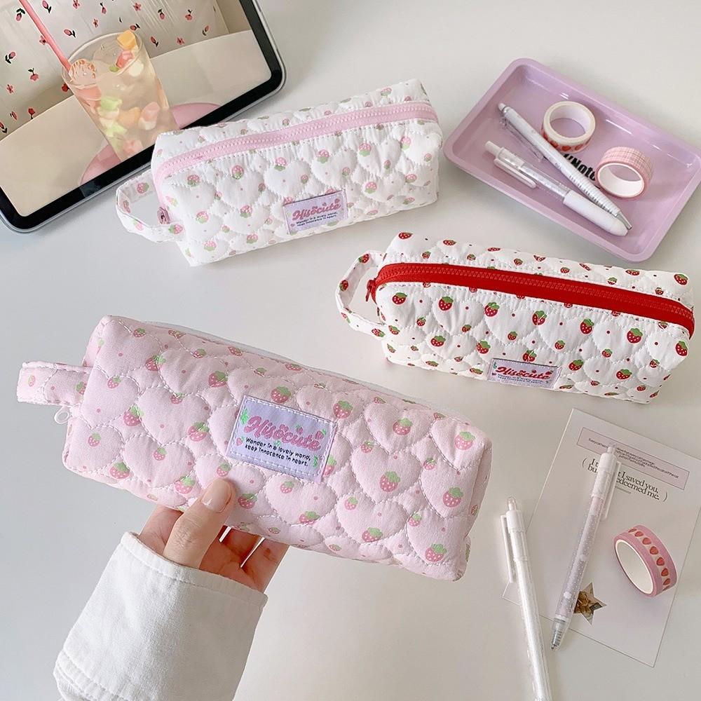 Large Capacity Pen Bag Quilted Zipper Pen Pouch New Pencil Case