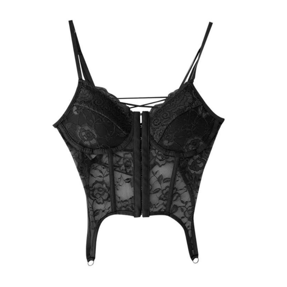 Push Up Floral Lace Camisole V-Neck Breathable Mesh Vest Streetwear Slim Bodice Party