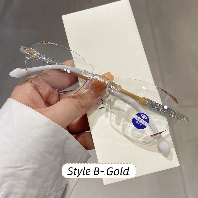 Ultralight Rimless Reading Glasses for Women Men Anti Blue Light Farsighted Eyewear Prescription Eyeglasses Diopter