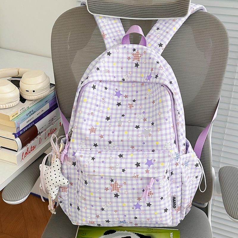 Schoolbag1011 Gentle star floral backpack, multi-color optional lightweight middle and high school student schoolbag, soft cloth large capacity