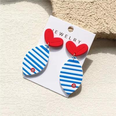 Striped Print Fish Tail Earrings Accessorie Acrylic Party Jewelry Gifts Stud Earrings  for Women