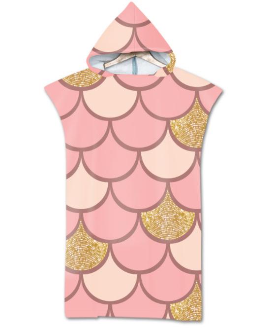 Regenbogen-Skala Mikrofaser Strandtuch Schnelltrocknend Kapuzenmantel Neoprenanzug Handtücher Erwachsene Kinder Eltern-Kind-Poncho Bademantel für Schwimmen Surfen